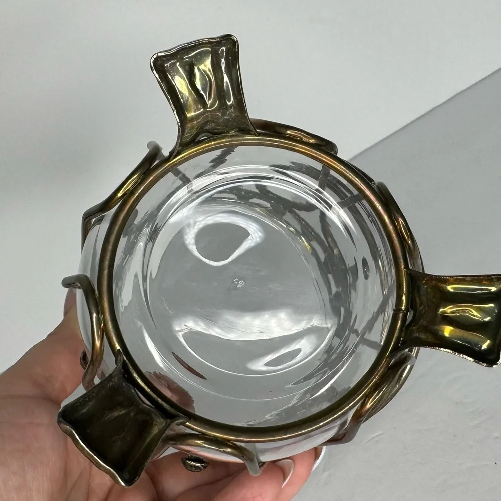 Davco Silver Vintage Victorian Style Lantern Hand Forged Metal‎ and Glass Vase